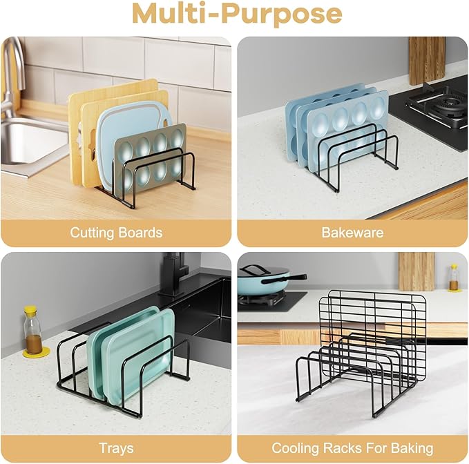 Fikoksol Cutting Board Organizer Storage, Baking Sheet Rack under Cabinet | Heavy Duty Cookie Sheet Organizer, Metal Cutting Board Holder, Space-saving Plate Holder for Cabinet, Tray Divider for Drawer - Image 6