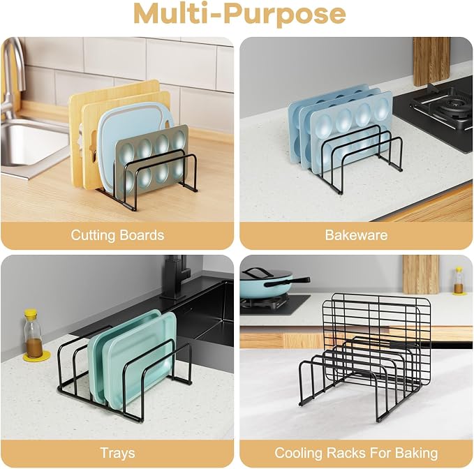 Fikoksol Cutting Board Organizer Storage, Baking Sheet Rack under Cabinet | Heavy Duty Cookie Sheet Organizer, Metal Cutting Board Holder, Space-saving Plate Holder for Cabinet, Tray Divider for Drawer - Image 6