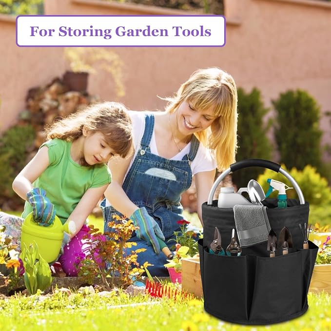 17L Cleaning Caddy with Handle and 6 Pockets, Foldable Cleaning Supply Caddy, Portable Shower Caddy in 600D Oxford Fabric, Multifunctional Storage Basket for Camping, Gardening, Black - Image 9