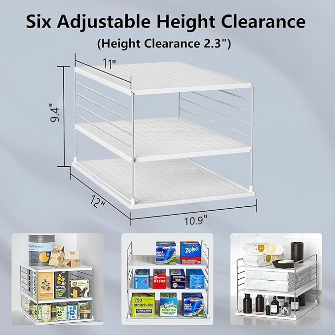 2 PACK Cabinet Organizer for Foil and Plastic Wrap- Divided Compartment Holder for Kitchen Bag- Upgraded Kitchen&Counter &Pantry Organizers and Storage(White&Gray) - Image 3