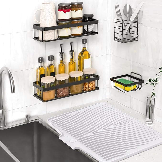 TIKNIK Silicone Dish Drying Mat for Kitchen Counter, White-1pcs, 20" x 15" | Heat Resistant & Non-Slip Dish Drain Pad with Built-In Drain, Dishwasher Safe, Quick-Dry, Hangable & Roll-Up for Storage - Image 6