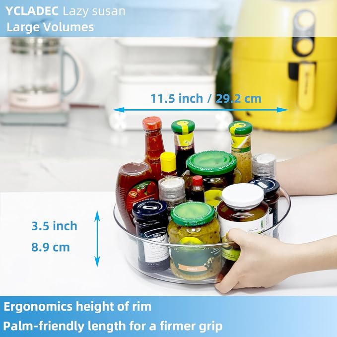 3 Pack Lazy Susan 11.5" Inch Turntable Organizer for Cabinet Pantry Organizers and Storage Organization Spinning Spice Rack Bins Rotating Condiment for Countertop Kitchen Sink | Pantry Organizers and Storage Container Bins Spice Rack Cabinet Condiment ... - Image 5