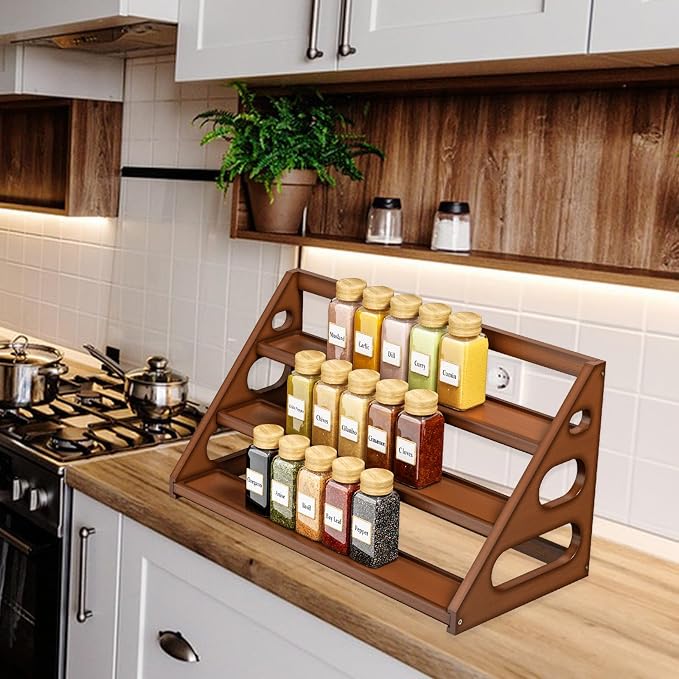 Spice Rack - Bamboo Wood Spice Rack Organization for Cabinet/Countertop - Brown - Image 6