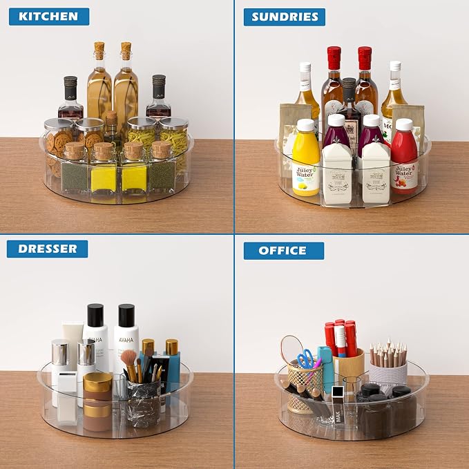 SANNO Round Lazy Susan Rotating Turntable Storage Container Rotating Organizer Spinning Organizer Bins for Kitchen Cabinet, Pantry, Refrigerator, Countertop,Set of 2 - Image 6