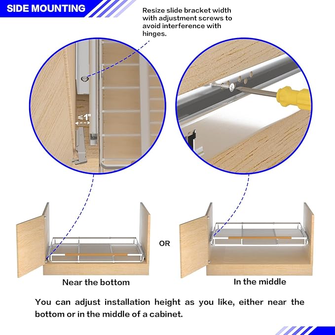 Pull Out Drawer Cabinet Organizer, Expandable Slide Out Storage Shelves - Heavy Duty, Durable and Smooth Slide-Out, 16.3"~26.3" Wide x 17.3" Deep, 1 Pack - Image 7