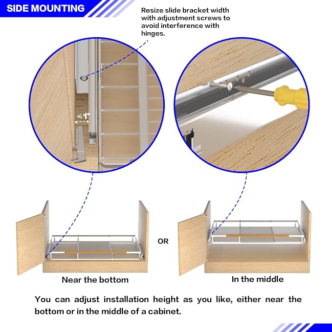 Pull Out Drawer Cabinet Organizer, Expandable Slide Out Storage Shelves - Heavy Duty, Durable and Smooth Slide-Out, 12.3" x 18.3" Wide x 17.3" Deep, 2 Pack - Image 6