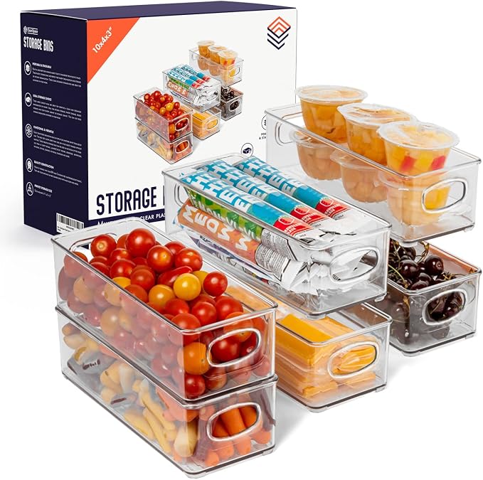 ClearSpace Plastic Pantry Organization and Food Storage Bin – Great Kitchen Organization and Kitchen Storage – Fridge Organizer Bins, Pantry Storage – 6 Pack | Clear food storage bins keep pantry, fridge, and kitchen essentials organized while maximizi... by ClearSpace