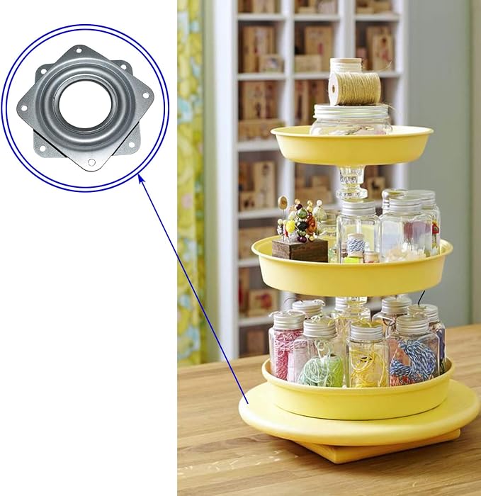 10Pack 3Inch Lazy Susan Hardware Square Rotating Bearing Plate Turntable | Lazy Susan Hardware Base for Serving Trays Kitchen Storage Racks Craft Table Zinc Plated Steel Swivel Plate 500lbs Capacity - Image 6