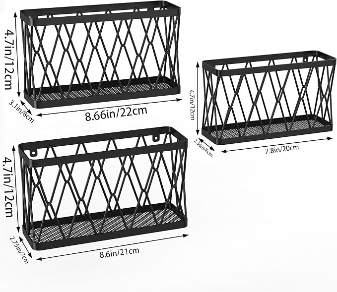 YIGII 8 Pack Inside Cabinet Door Storage, Lid Organizer for Pyrex, Kitchen Bathroom Pantry Storage Organizer Baskets Slim Stainless Steel, Black - Image 7
