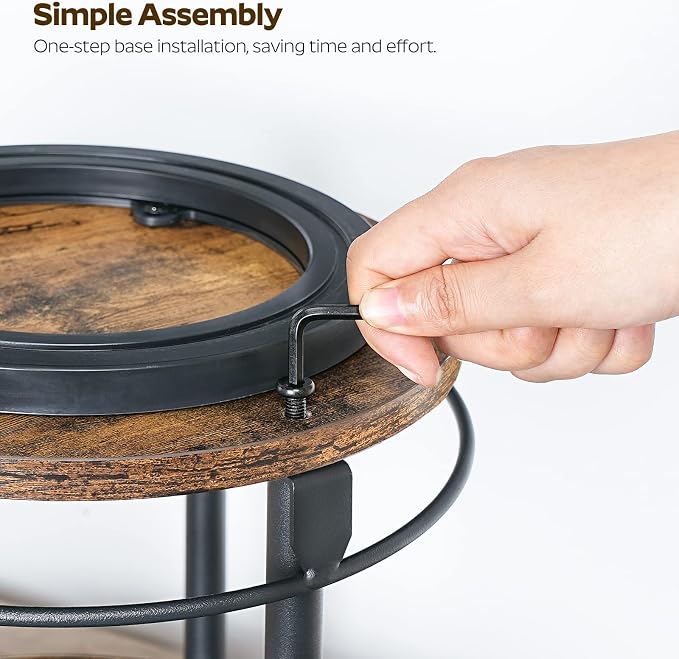 Lazy Susan Organizer, Rotating Spice Rack, 2 Tier Spice Turntable Organizer, Industrial Turntable Spice Holder, for Kitchen Countertop and Cabinet, Compact and Versatile, Rustic Brown SR22BR - Image 9