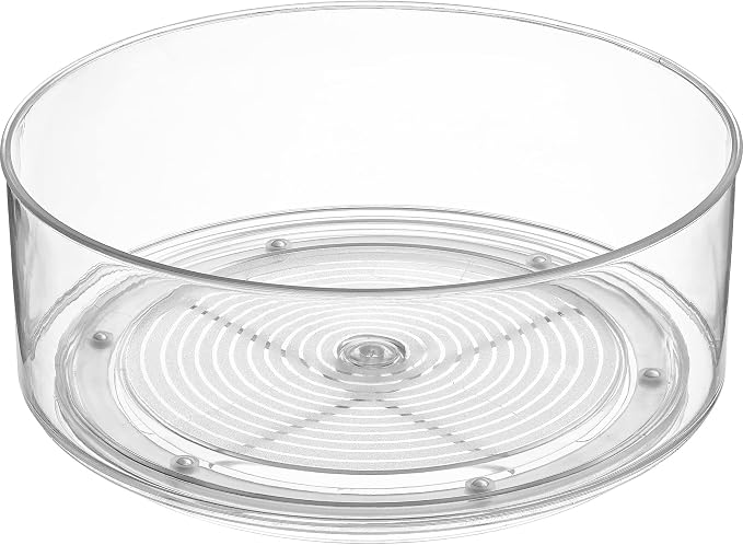 Home Intuition Round Plastic Clear Lazy Susan Turntable Food Storage Container for Kitchen (9" Round, 1 Pack) - Image 9