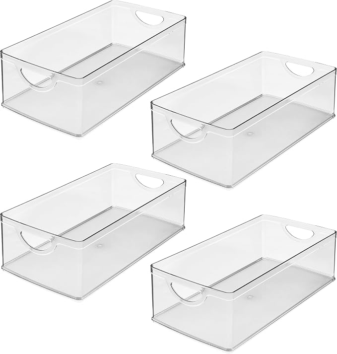 iDesign Stackable Clear Plastic Extra Long Storage Bin, 4-Pack | Organizer for Kitchen Cabinet or Pantry - Image 9