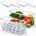 2 Sets Ice Storage Bin for Freezer,12.4 x 3.94 x 3.94 Inches | Plastic Ice Container with Flexible Scoop Lid and Handle for Home Office Fridge Storage by Havawish