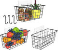 MaraFansie Over the Cabinet Door Organizer Wall Wire Baskets Hanging Kitchen Basket Shelf for Cabinet & Pantry Organization and Kitchen, Bathroom, Bedroom Storage, with Adhesive, Black, 3 Pack by MakeStorageMoreFun