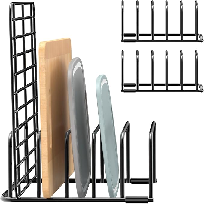 Fikoksol Cutting Board Organizer Storage, Baking Sheet Rack under Cabinet | Heavy Duty Cookie Sheet Organizer, Metal Cutting Board Holder, Space-saving Plate Holder for Cabinet, Tray Divider for Drawer by HOMEACCESSORIES