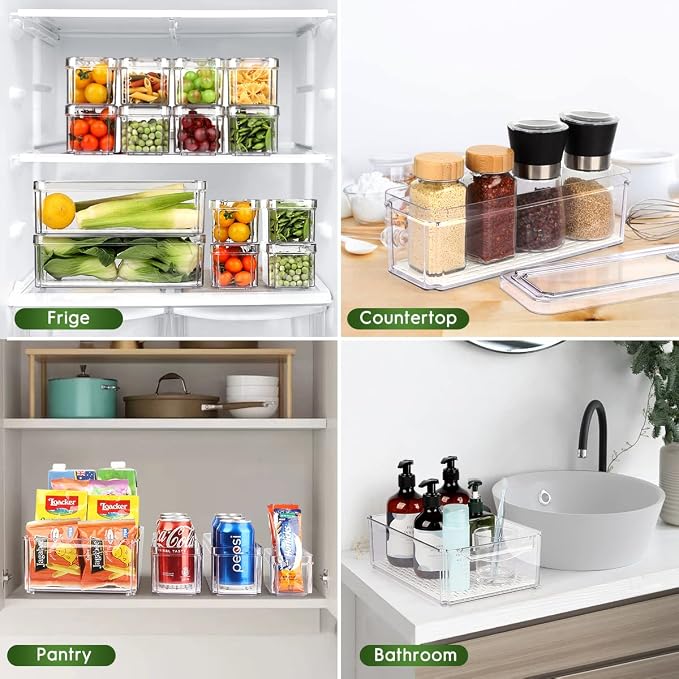 ZIJUND 14 Packs Fridge Organizers and Storage, Refrigerator Organizer Bins | Stackable BPA-Free Refrigerator Organizers and Storage Containers for Fruit, Vegetable, Food, Drinks, Cereals, Clear - Image 7