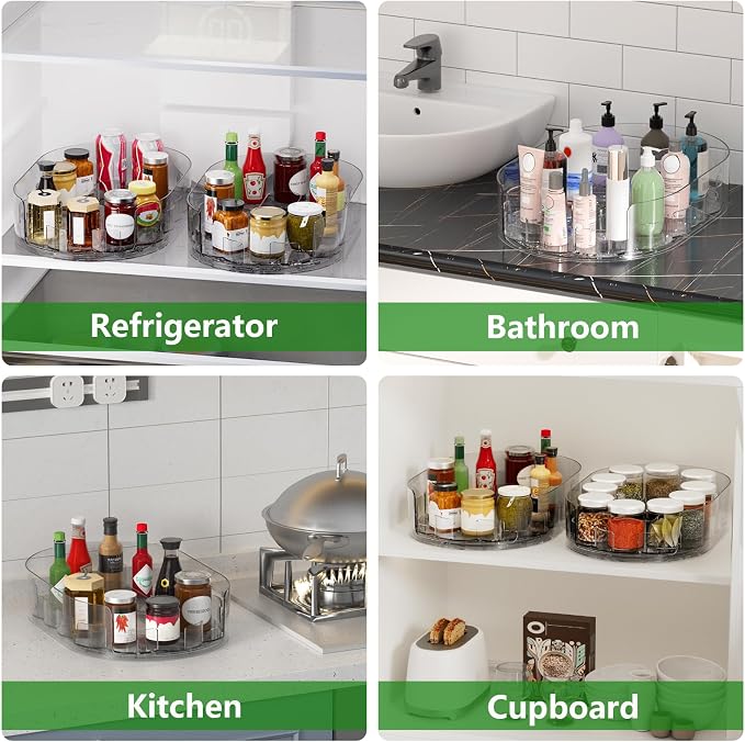 Lazy Susan Organizer for Refrigerator, 13" x 8.5" Clear Rectangular Fridge Organizer Turntable for Condiments, Spice Racks Organizer for Cabinet, Pantry & Kitchen Countertop(1 Piece) - Image 6