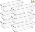 Ravinte 6 Pack Drawer Organizer, 3" x 9" Plastic Storage Bins | Acrylic Tray Design, Non-Slip Pads, For Makeup, Jewelry, Kitchen Utensils, Bathroom, Office Storage by Ravinte