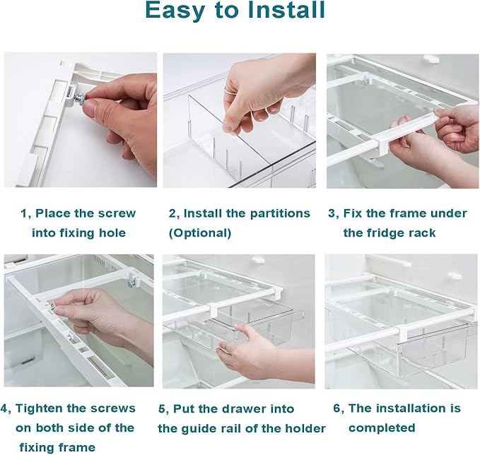 1Pack Refrigerator Organizer Bins Refrigerator Drawer Fridge Organizers | 1Pack Refrigerator Organizer Fridge Egg Drawer, Pull-out Fridge Storage Box Refrigerator Egg Drawer - Image 6