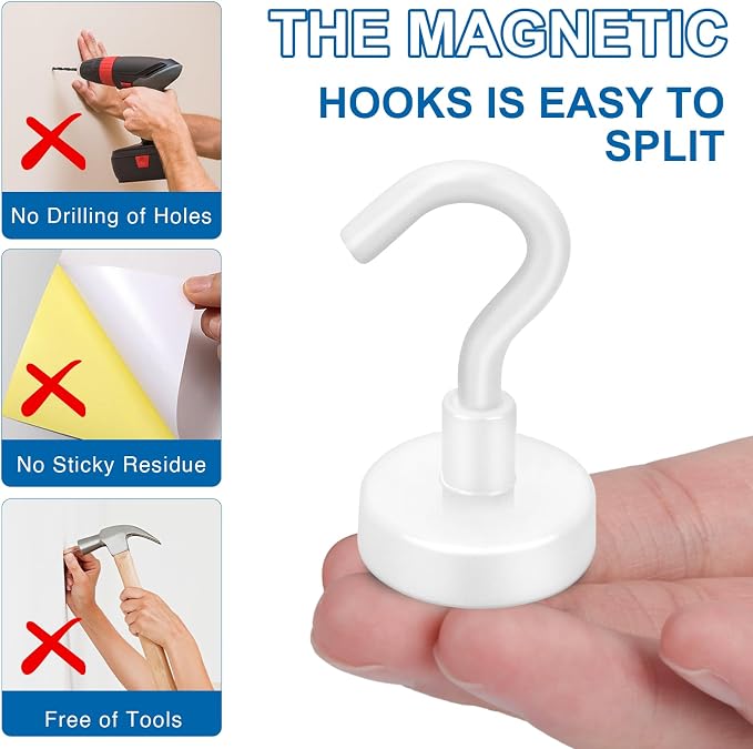 LOVIMAG Magnetic Hooks, Cruise Essentials 2026, 12 Pack-30LBS | Heavy Duty Strong Magnet Hook for Cruise Cabin, Refrigerator Fridge, Ship, Classroom, Kitchen Grills, White - Image 6