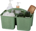 Plastic Portable Shower Caddy Basket with Handle, 3 Compartments, Green | Storage Organizer with Drain Holes, Sturdy and Durable For Bathroom, Kitchen, College Dorm, Sink, Camping by UUJOLY