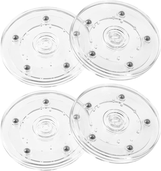 Piutouyar 4 Pcs Plastic Turntable Bearings Hardware, 4Inch/100mm, Clear | Plastic Acrylic Clear Turntable Organizer, For Kitchen Spice Rack Table Cake by Piutouyar