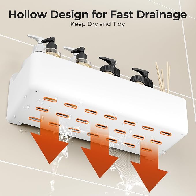 Orimade Shower Caddy 5-Pack, No-Drill Adhesive Shelves for Bathroom, Rustproof ABS Storage Organizer Set, White - Image 5