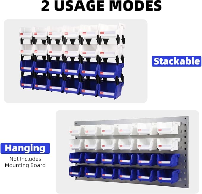 24 Packs Stackable Storage Bins, 5" x 4" x 3" Organizer Bins, | Small Parts Bin for Garage, Craft, Workbench, Warehouse, Hardware & Office - Image 5