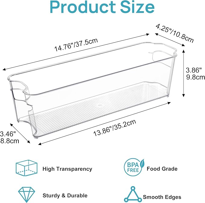 Vtopmart 4Pcs Clear Breastmilk Storage Bags Container in Freezer Fridge | BPA-free Plastic Storage Bins, For Breast Milk Baby Pouches Formula Bottles and Yogurts, In Freezer Fridge and Pantry - Image 2