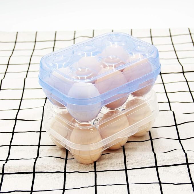 JAMOR 6 Grid Egg Storage Box Refrigerator Crisper Egg Protection Box Portable Egg Carriage Container For Camping Picnic Essential (White) - Image 2