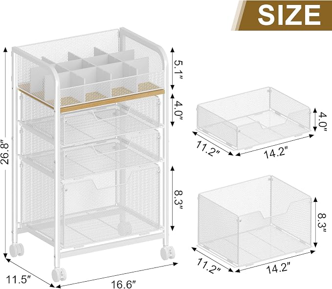 Jakyitvi Makeup Cart Organizer with 3 Drawers, Under Desk Storage Drawers,Floor Skincare & Makeup Organizer, Vanity Storage for Cosmetics, Nail Polish, Perfume, Makeup Brushes, Hair Tools, White - Image 3