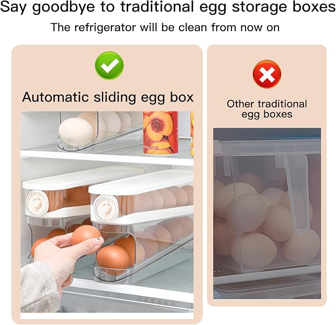 Egg Dispenser For Refrigerator Automatic Rolling,Space-Saving Egg roller,Organizer with Timer Freshness, Covered Dispenser Holds 12 Large Eggs, for Refrigerator, Kitchen, Cabinet & Desktop - Image 8
