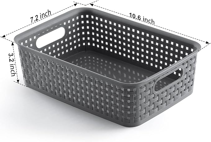 NETANY Plastic Storage Baskets - 8 Pack, Gray, Durable, Easy to Use, Flexible, Multi-Purpose, Ideal for Closets, Cabinets, Shelves, Countertops - Image 3