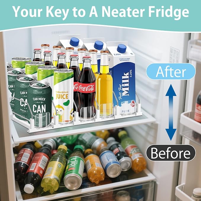 Drink Organizer for Fridge, 5 Row Automatic Pusher Glide, Adjustable Width Soda Can Dispenser for Refrigerator-Holds up to 25 Cans - Image 8
