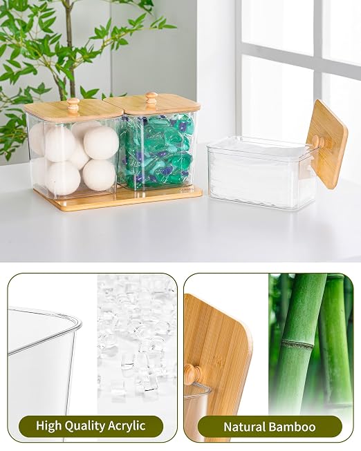 iCASA Trash Bag Dispenser Dishwasher Pods Container Under Sink Organizer | 5 in 1 Stackable Trash Bag Holder Garbage Bag Dispenser for 13/30/33 Gallon Bags, Clear Storage Bins Laundry Pods Container - Image 5