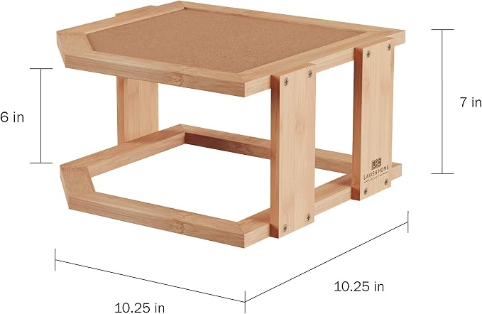 2-Tier Bamboo Corner Shelf for Kitchen or Bathroom Cabinet, Countertop, Cupboard Storage and Organizer, Natural Wood Space Saving Rack by Lavish Home - Image 3
