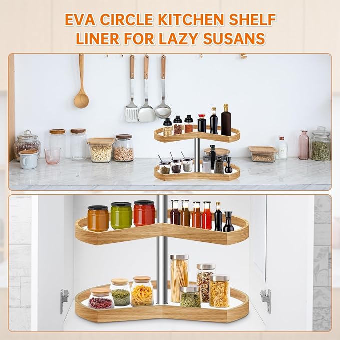 4 Pack 26In Lazy Susan Shelf Liner, Upgraded Composite Materials Circle Lazy Susan Liner for Kitchen Cabinets, Non Adhesive Liners Mats for Shelf Drawer Refrigerator Cupboard (4 Pack-White) - Image 6