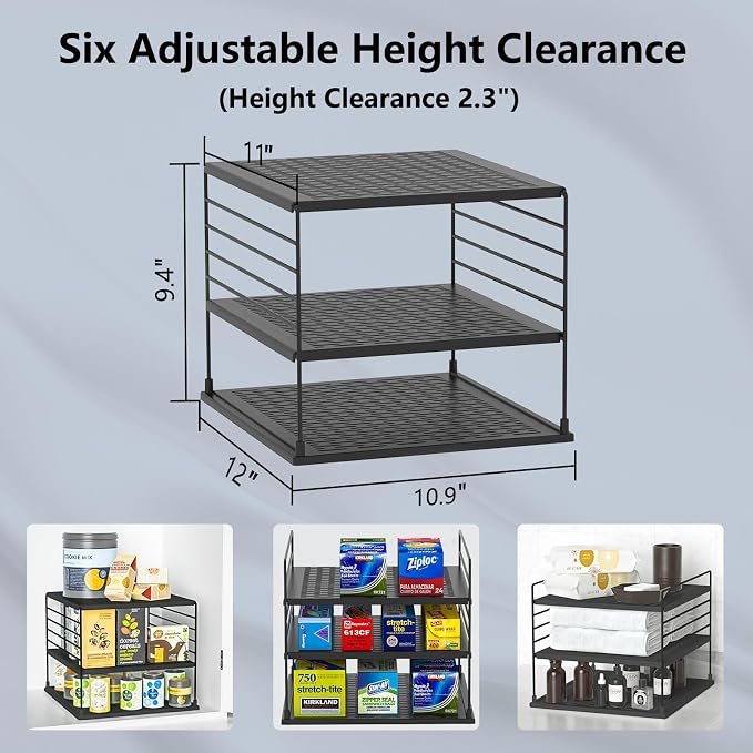 Upgraded Cabinet Organizers and Storage -Divided Compartment Holder for Plastic Bag, Wrap, Foil, Snack and Box for Kitchen and Pantry Organization and Storage, Kitchen Organization(Black) - Image 3