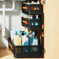 1 Pack 3 Tier Under Sink Organizer, Height Adjustable Heavy Duty Metal Under Cabinet Drawer Pull Out Shelf with Smooth Silent Sliding Design, Organizer and Storag Rack for Kitchen, Bathroom, Black by Unknown
