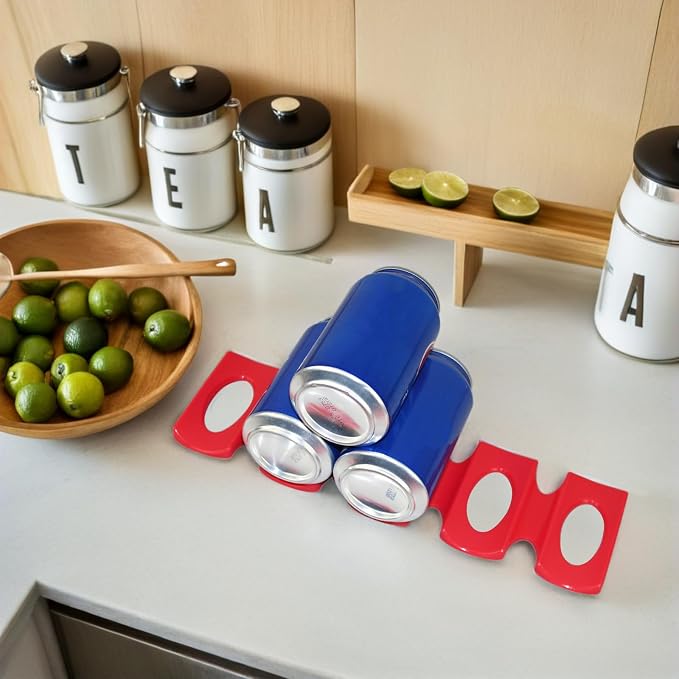 UPKOCH 2pcs Silicone Bottle And Can Stacker Mat, Non-slip Beverage Holder Rack for Refrigerator, Pantry, Kitchen Countertop Organizer - Assorted Colors - Image 5