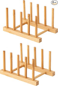 HBlife 2pcs Bamboo Dish Plate Bowl Cup Book Pot Lid Cutting Board Drying Rack Stand Drainer Storage Holder Organizer Kitchen Cabinet（Keep Dry） by HBlife
