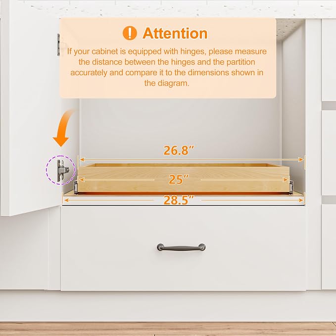 Pull Out Cabinet Organizer, 26" W x 21" D | Soft Close Pull Out Drawers for Cabinets with Heavy Duty Slides, Wood Slide Out Drawers for Kitchen Cabinets - Image 8