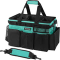 SCAVATA Wearable Cleaning Caddy Bag, Cleaning Caddy Supplies Organizer with Handle & Shoulder Straps for Housekeepers, Under Sink & Car Cleaning Tool Organizers with 4 Foldable Divider (Lake Blue) by Tidyyourlife