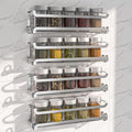 LUCYCAZ 4 Pack Wall Mounted Spice Rack for Kitchen Cabinet,RV,Camper,Sliver | 16 Metal Hooks, Space-Saving,Screw or Adhesive Spice Shelf Hanging,for Pantry Door Spice Jars & Seasonings,11.41×2.75×2.36in by LUCYCAZ