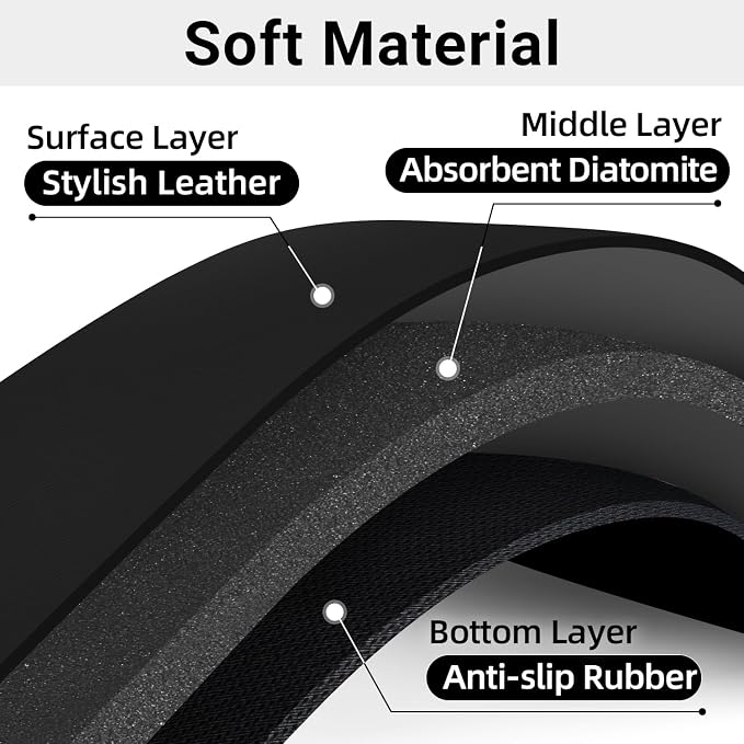 LOPNUR Cuttable Faucet Mat for Kitchen Sink, Long 24x5.5 Inch, Black | Super Absorbent & Fast Dry Diatomite Sink Splash Guard, 0.8-2.4 Inch Adjustable Faucet Hole, Cut to Fit Bathroom & RV Sinks - Image 3