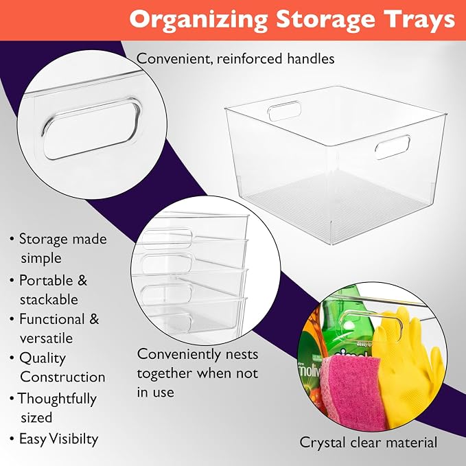 ClearSpace Clear Plastic Storage Bins for Kitchen, Fridge, Pantry, 8 Pack | Pantry storage bin for organizing food items, kitchen essentials, and refrigerator storage - Image 4