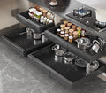 Seinloes 4 Pack Pull Out Cabinet Organizer 21" Deep,Full Extension 3 Slide Rails Slide Out Drawers With Raising Pad for Framed Cabinets,Expandable Width (15.4"-26.2"),No Drill Roll Out Shelves,Black by Seinloes