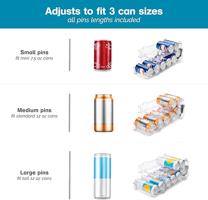 Polder Gravity Feed Can Dispenser, BPA-Free Plastic Beverage and Drink Dispenser, Holds Up to 10 Soda Cans, Ideal for Refrigerators and Countertops, Fridge Organizer, 14" x 5.3" x 6.1" - Image 6