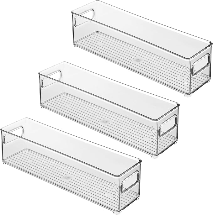 iDesign Stackable Fridge Bin with Handles, Set of 3, Clear | Ideal for Freezer or Pantry, Made in USA - Image 9