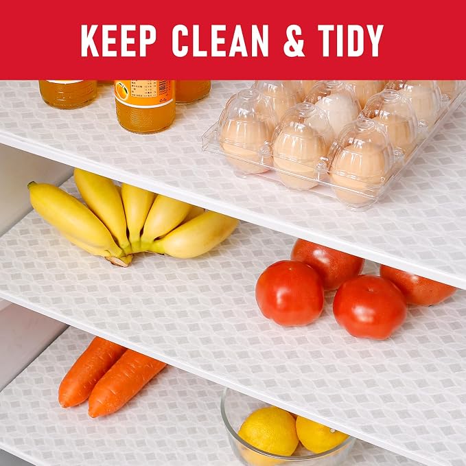 Cooyes French Door Refrigerator Liners 17.7" x 36", Absorbent Strong Grip Fridge Mats Machine Washable, Non-Adhesive Refrigerator Shelf Liner for Fridge Bins & Kitchen Cabinets - Image 2